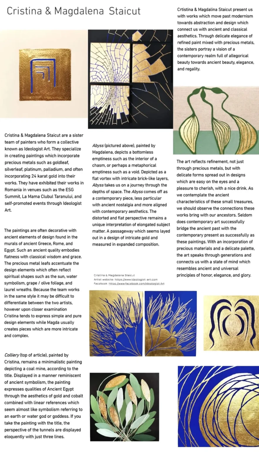 Aedra Fine Arts - Cristina Staicut & Magda Staicut Online Exhibition Appearance